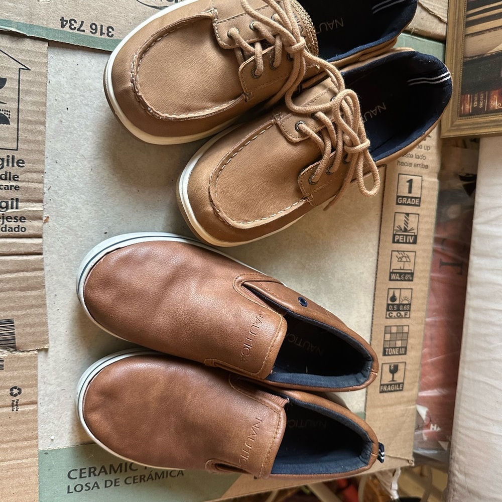 2 Pair of Nautica Brown Boat Slip On Shoes!